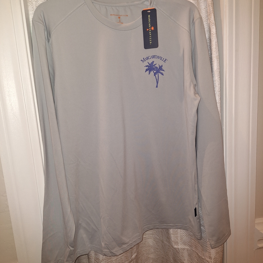 Margaritaville Gray Long Sleeve Tee Casual Comfort